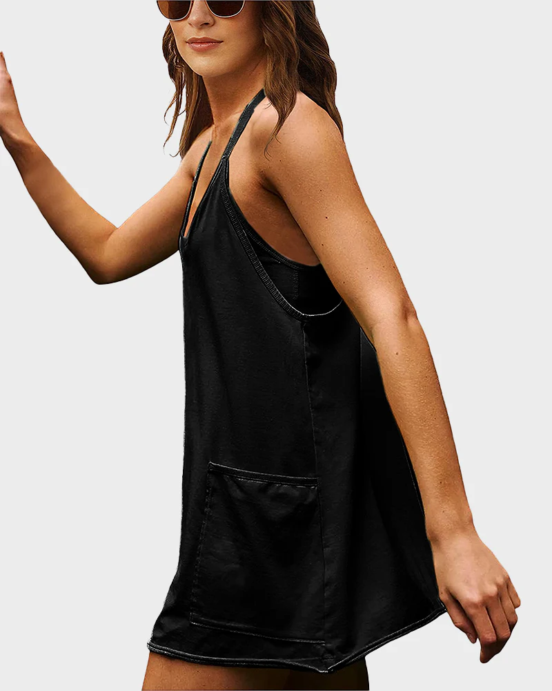 Shesways® Summer Sleeveless Athletic Dress with Built-In Shorts