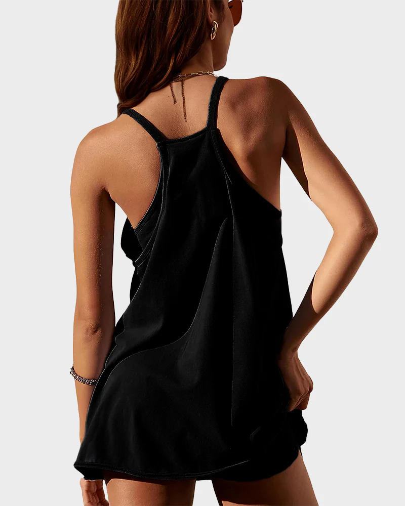 Shesways® Summer Sleeveless Athletic Dress with Built-In Shorts