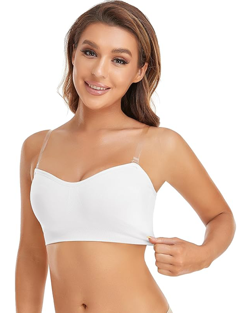 Strapless Non-Slip Bandeau Bra – Wireless, Padded, with Removable Straps