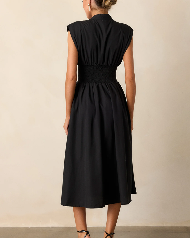 Zip-Front Midi Dress