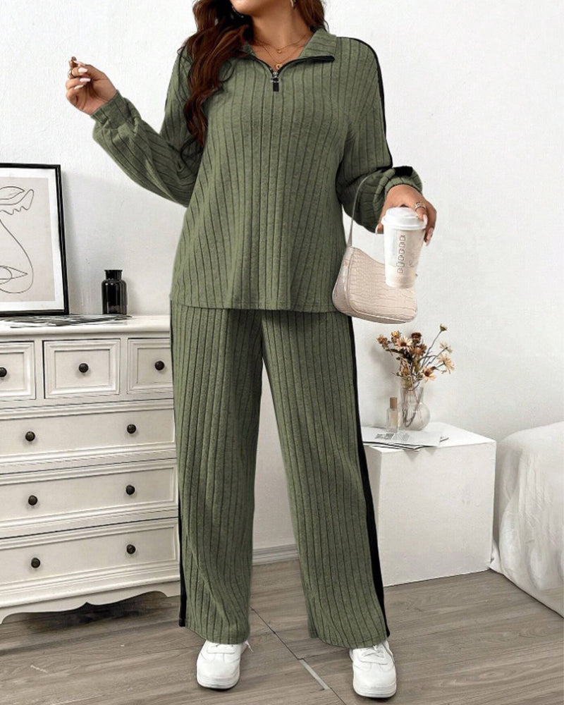 Women’s Designer Sweatshirt & Wide-Leg Pants Set