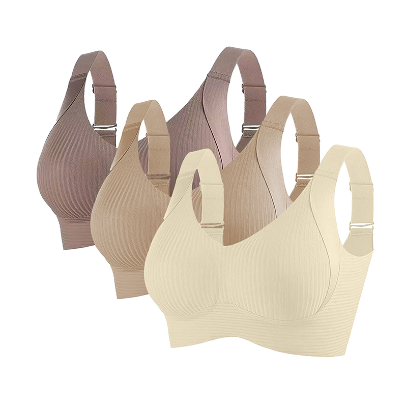 Wireless Ribbed Bralette – Seamless, Breathable Comfort (2–4 Pack)