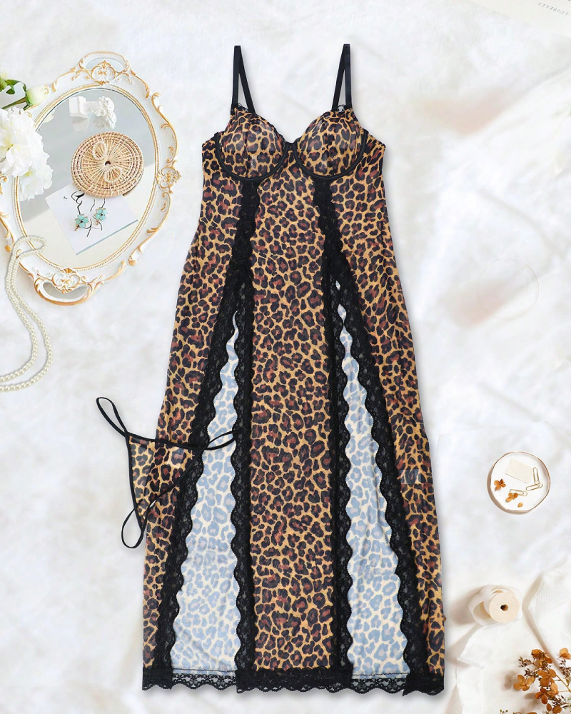 Sexy Leopard Print Maxi Nightgown