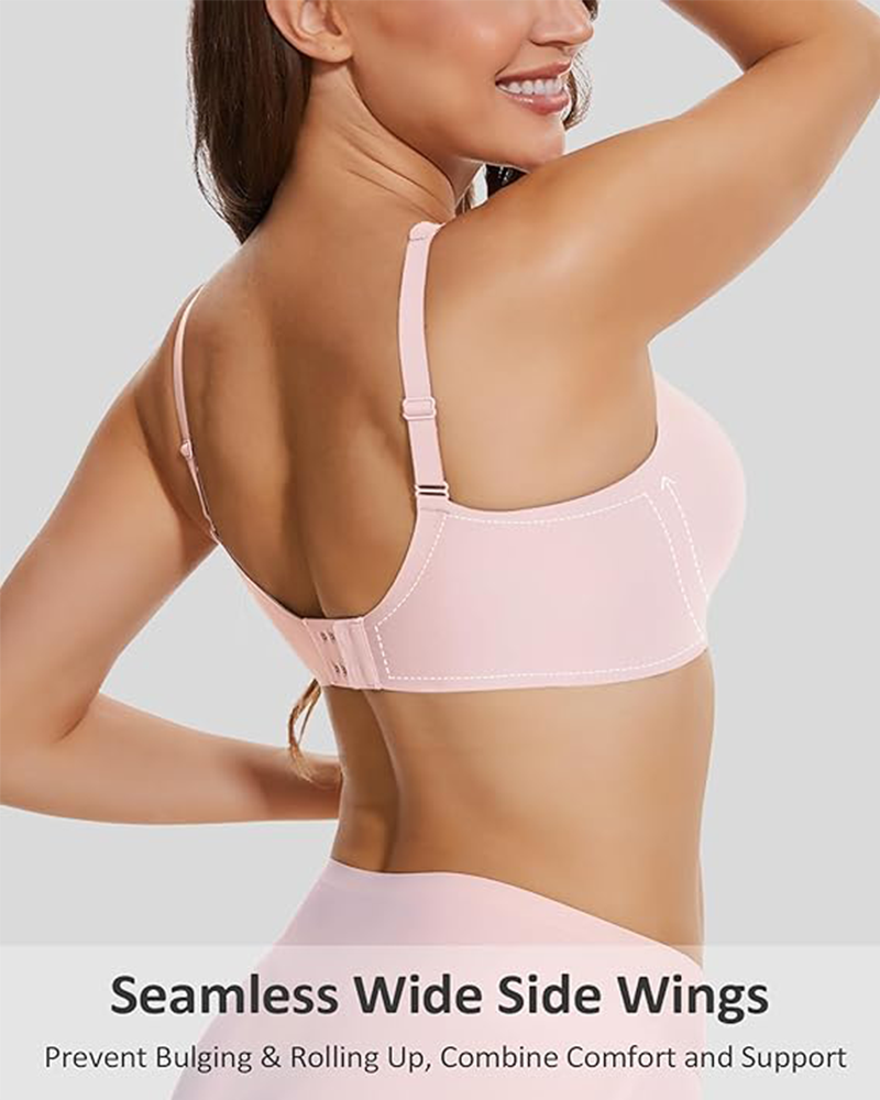 Seamless Deep V Wireless Push-Up Bra – Scalloped, Soft Support, Back Smoothing Bralette