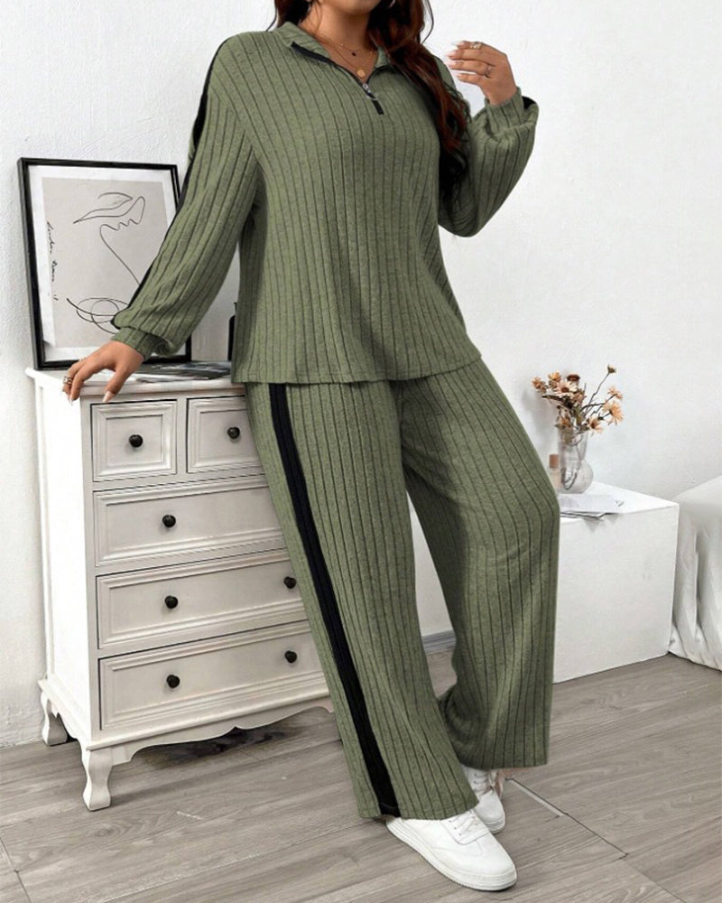Women’s Designer Sweatshirt & Wide-Leg Pants Set