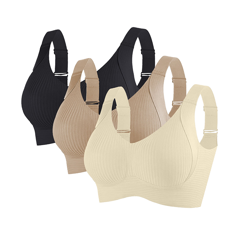 Wireless Ribbed Bralette – Seamless, Breathable Comfort (2–4 Pack)