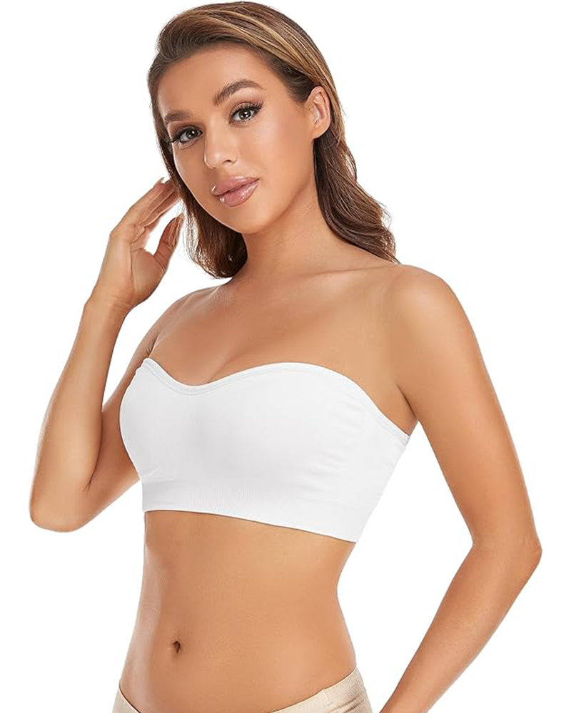 Strapless Non-Slip Bandeau Bra – Wireless, Padded, with Removable Straps