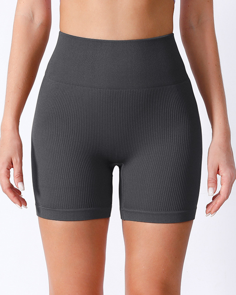 Seamless Ribbed High Waist Workout Shortss