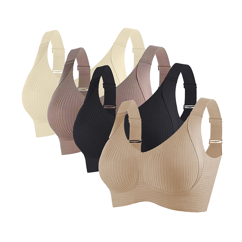 Wireless Ribbed Bralette – Seamless, Breathable Comfort (2–4 Pack)