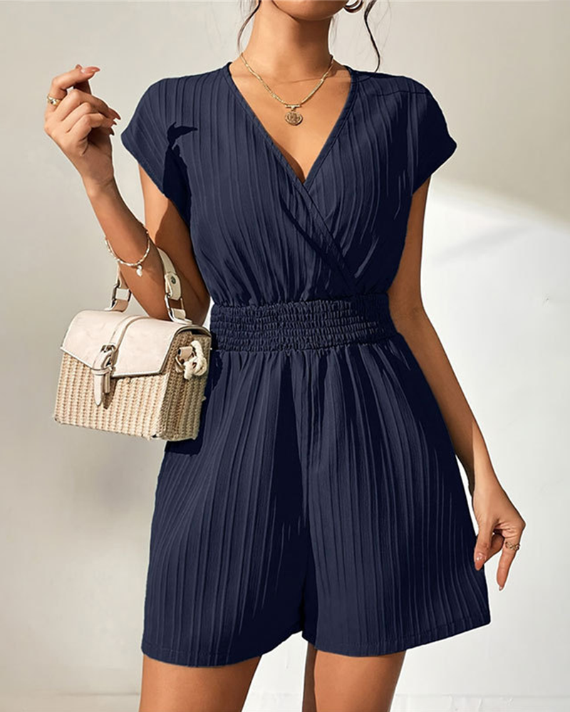 Summer V-Neck Cap Sleeve Romper – Elegant, Lightweight & Flattering Fit