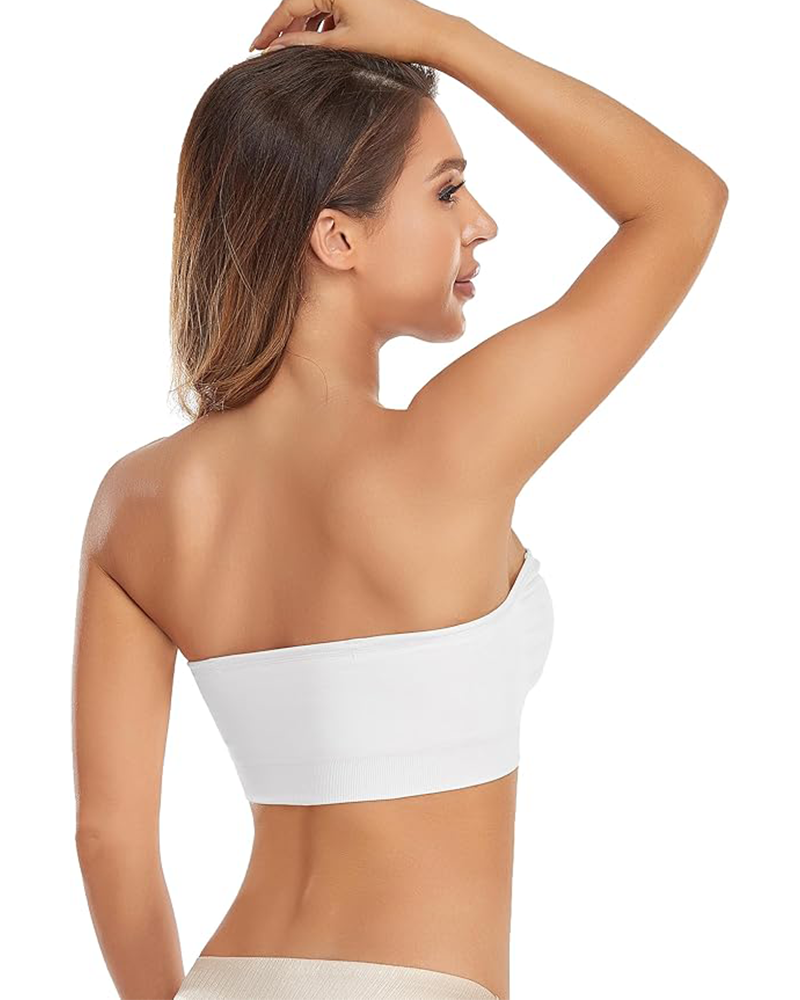 Strapless Non-Slip Bandeau Bra – Wireless, Padded, with Removable Straps
