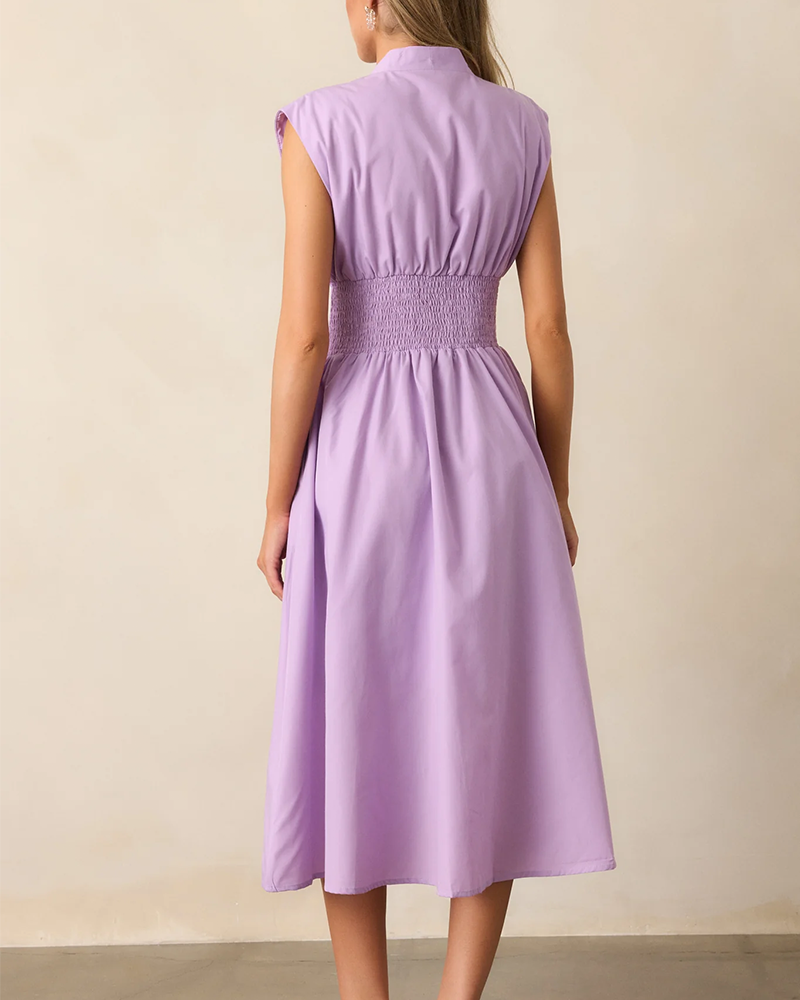 Zip-Front Midi Dress