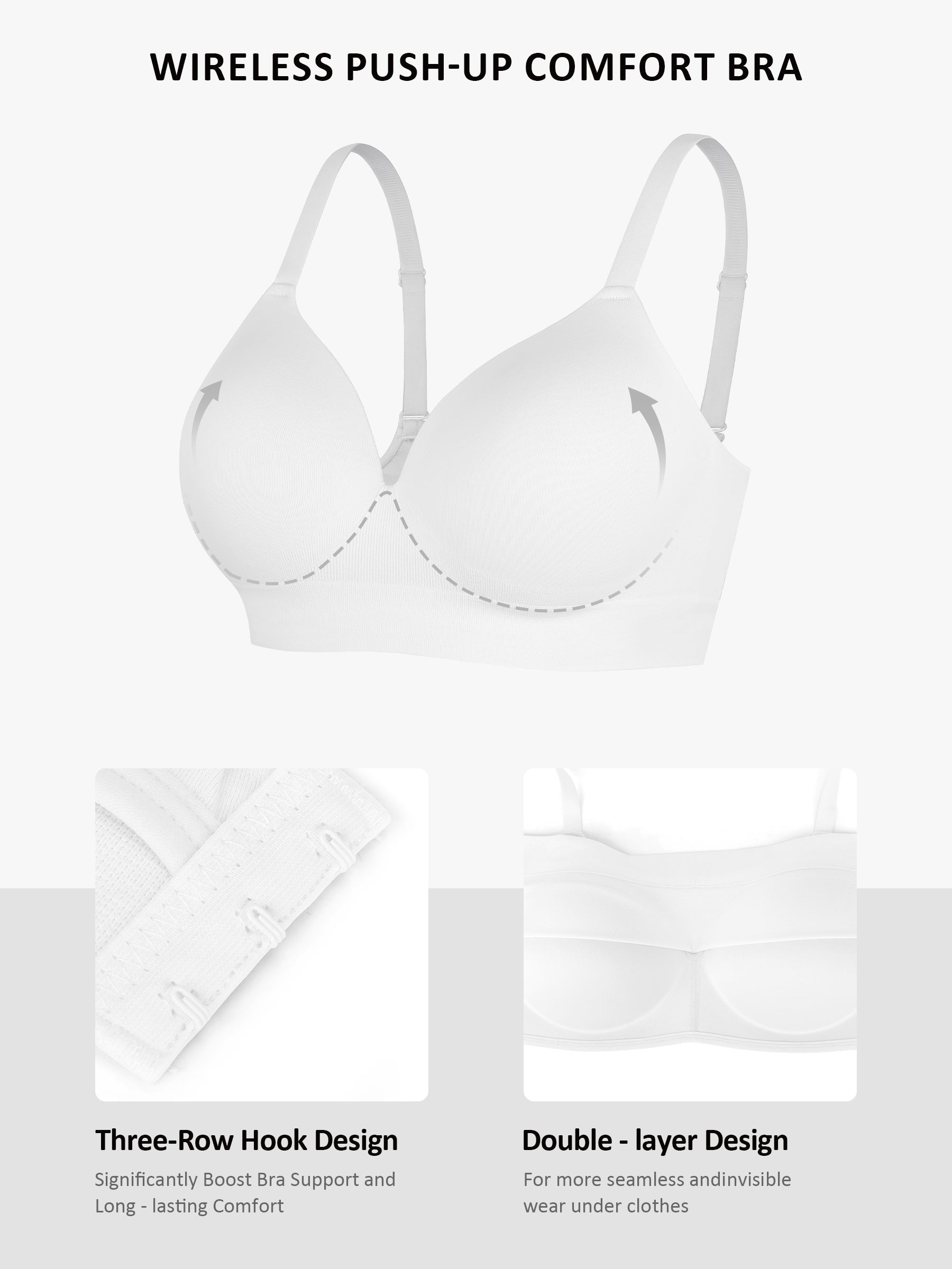 Seamless Wireless Push Up Bra – Full Coverage Comfort
