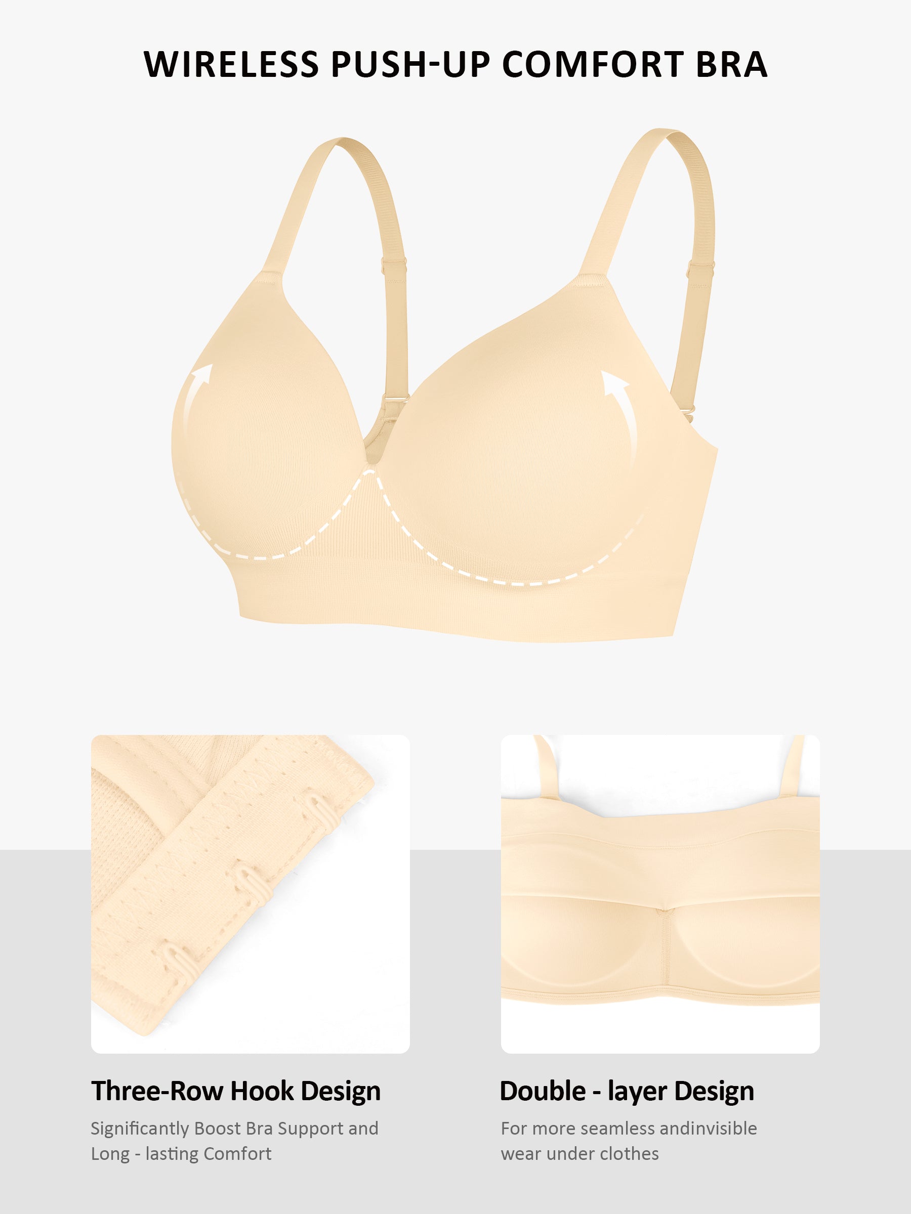 Seamless Wireless Push Up Bra – Full Coverage Comfort