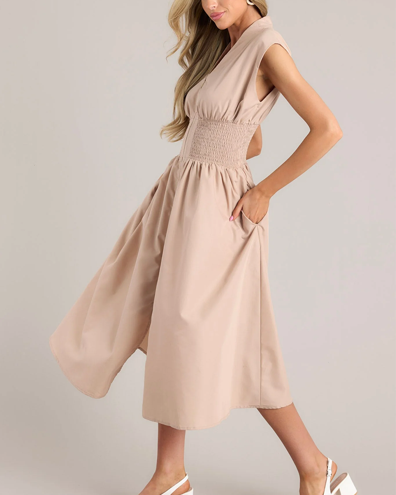 Zip-Front Midi Dress