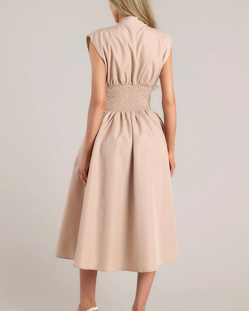 Zip-Front Midi Dress