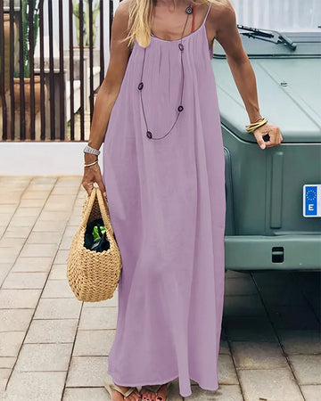 Solid Color Backless Cami Dress