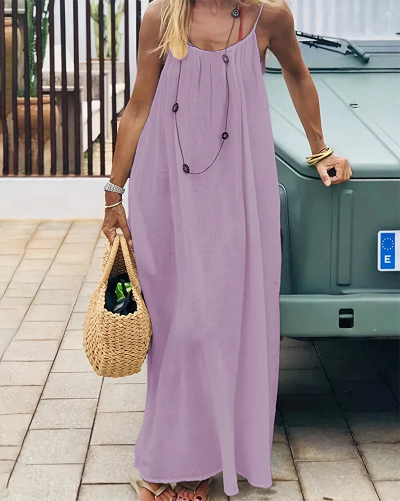 Solid Color Backless Cami Dress