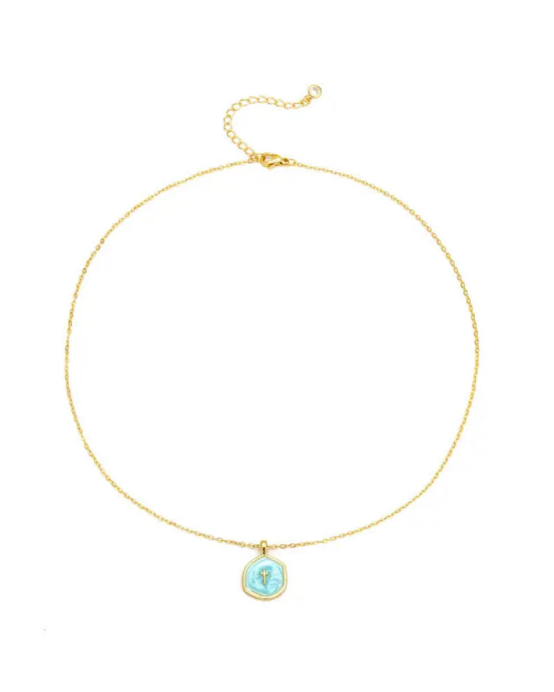Gold Cross Necklace for Women – Dainty Enamel & Cubic Zirconia Pendant, Elegant Hypoallergenic Jewelry