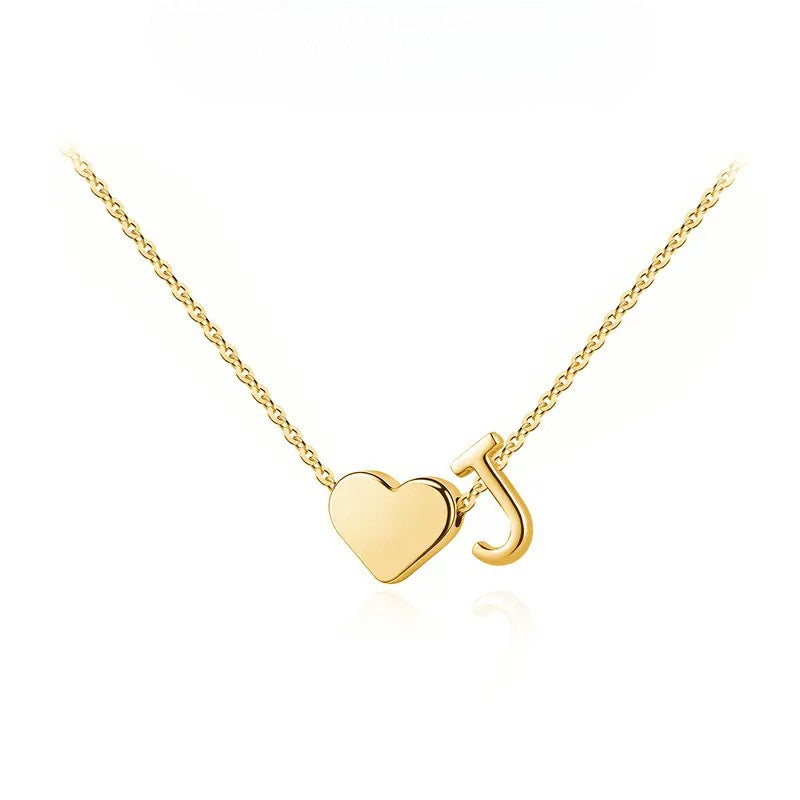 Tiny Heart Initial Necklace – 14K Gold Plated A–Z Letter Pendant, Dainty Personalized Gift for Women