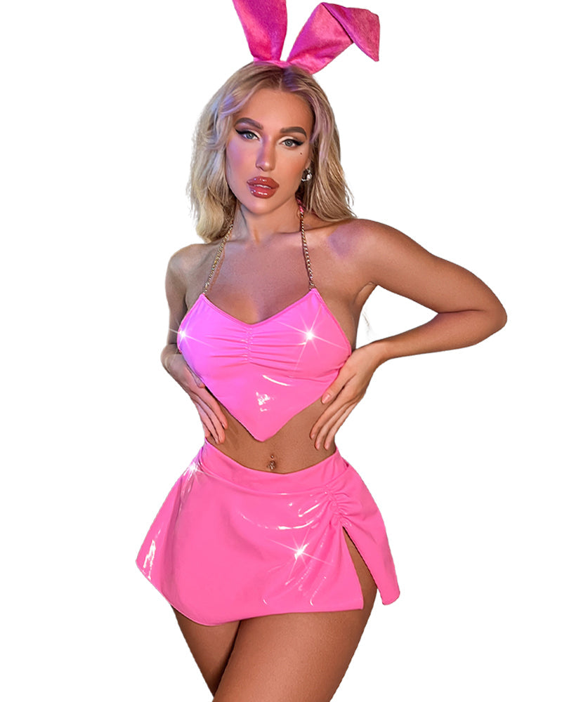 Sexy PU Leather Bunny Cosplay Lingerie Set