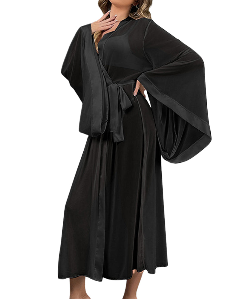 Sexy Mesh Tie-Up Cardigan Bathrobe – Temptation Morning Robe & Nightgown