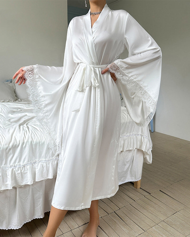 Sexy Kimono Satin Robe with Side Split