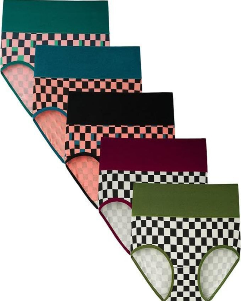 Women’s High Waisted Cotton Panties 5-Pack – Soft, Breathable Full Coverage Briefs