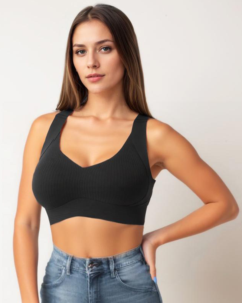 Wireless Ribbed Bralette – Seamless, Breathable Comfort (2–4 Pack)
