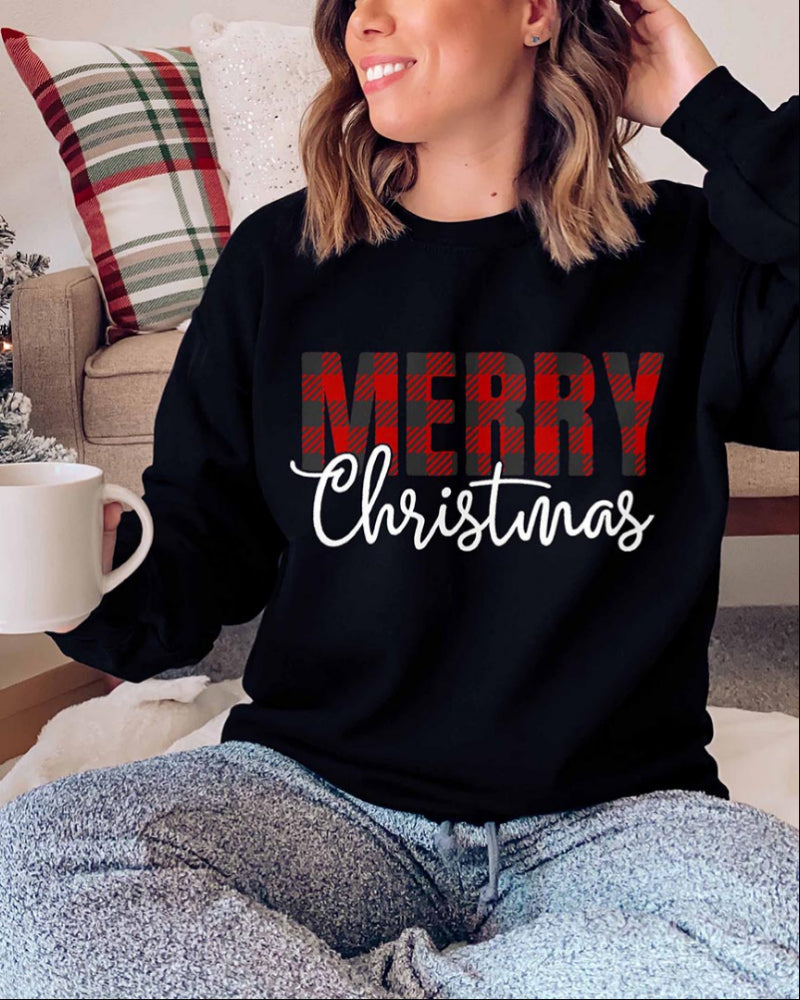 Merry Christmas Buffalo Plaid Sweatshirts, Xmas Gift Idea