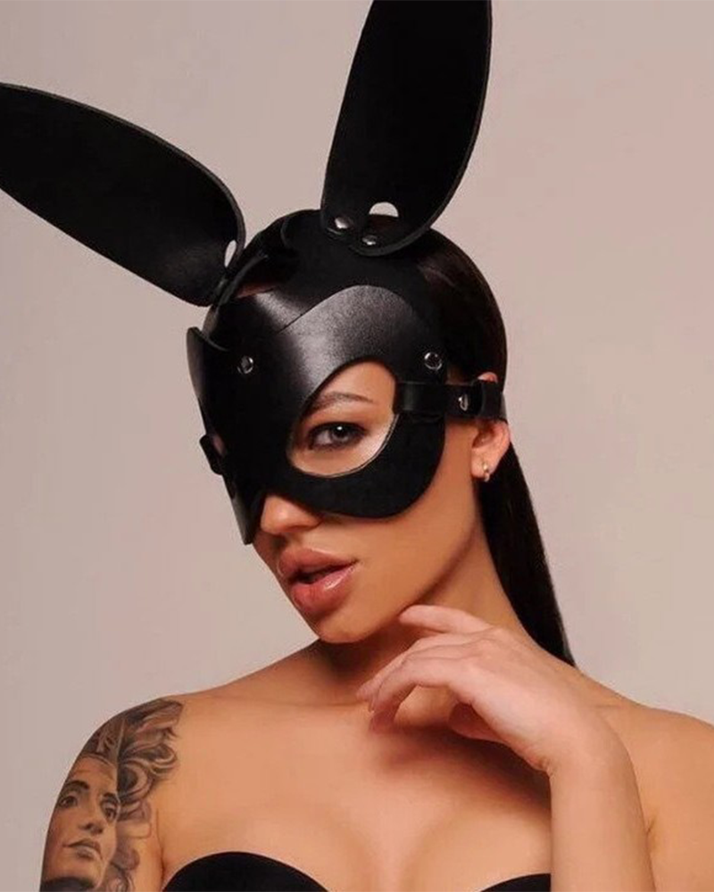 Leather Bunny Ears Fetish Mask