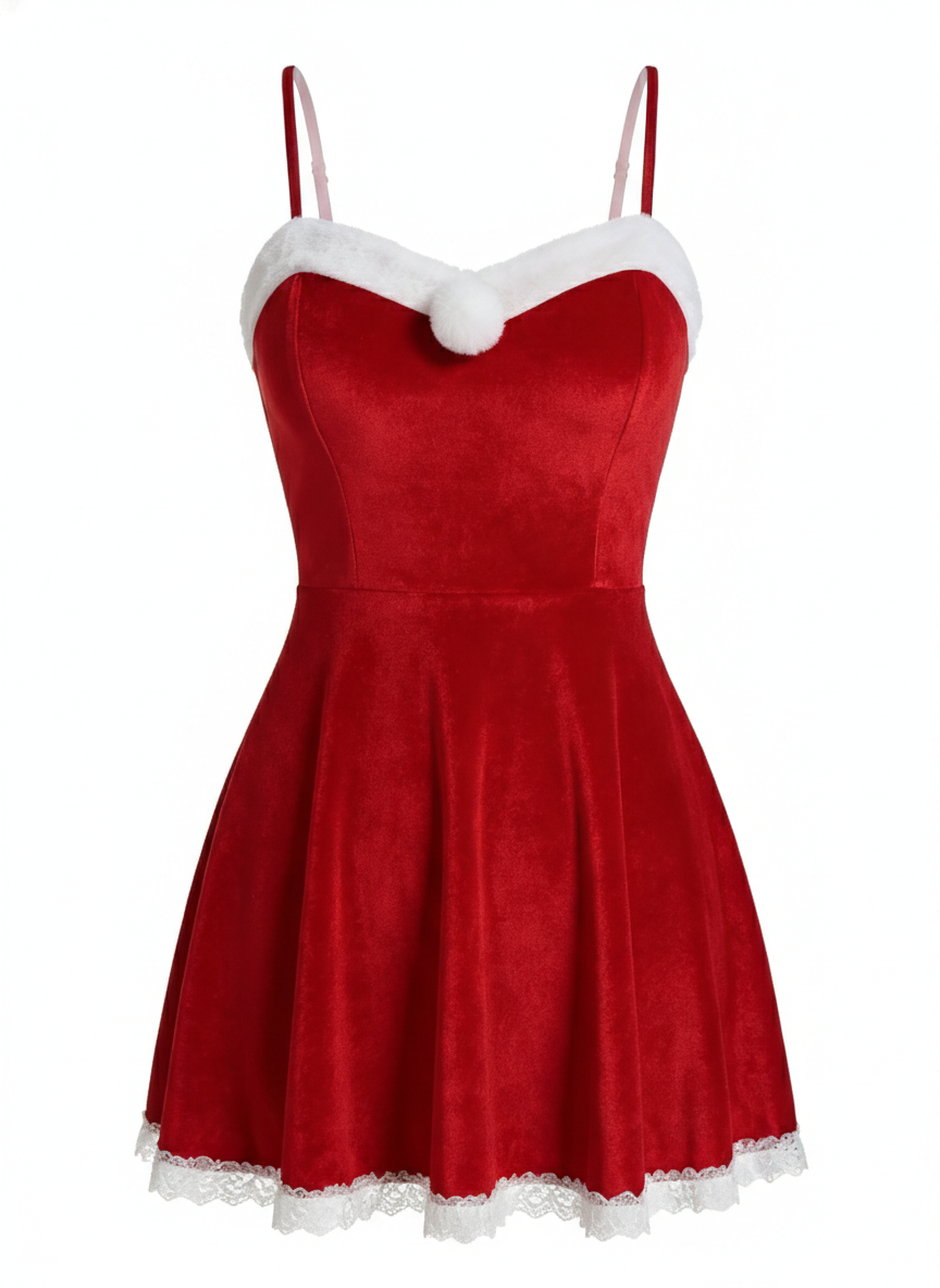 Sexy Christmas Velvet Sleepwear – Flirty Holiday Nightdress