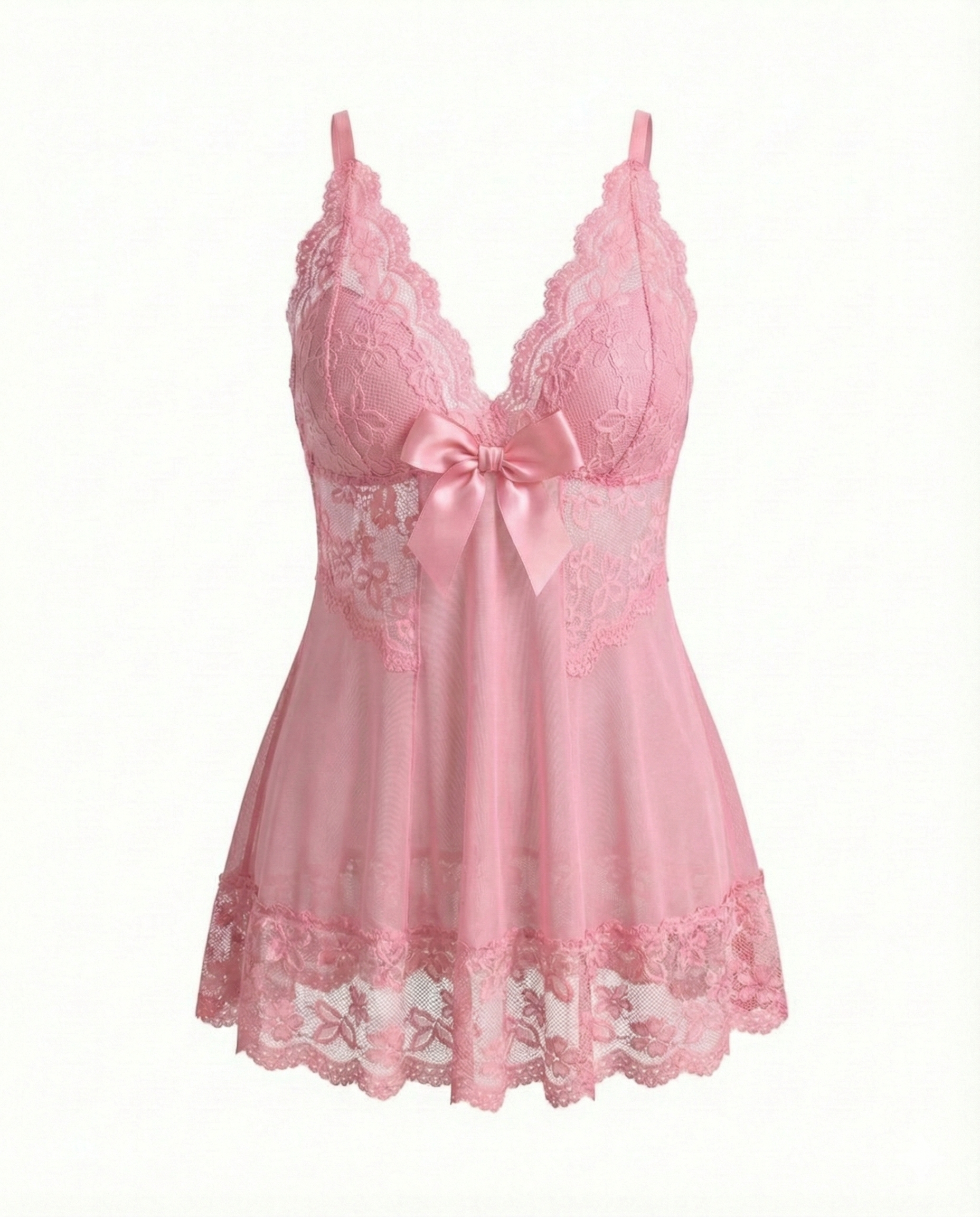 Plus Size Sexy Lace Hollow See-Through Camisole Sleepwear Set