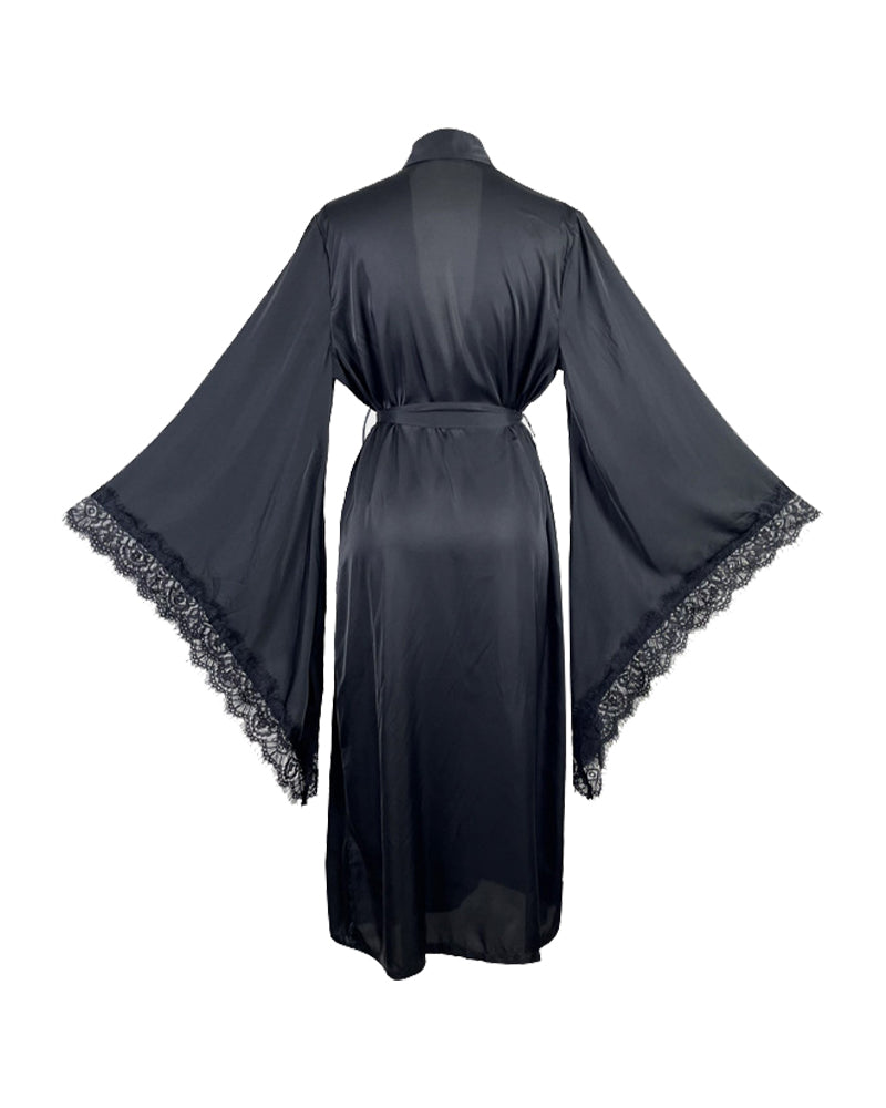 Sexy Kimono Satin Robe with Side Split