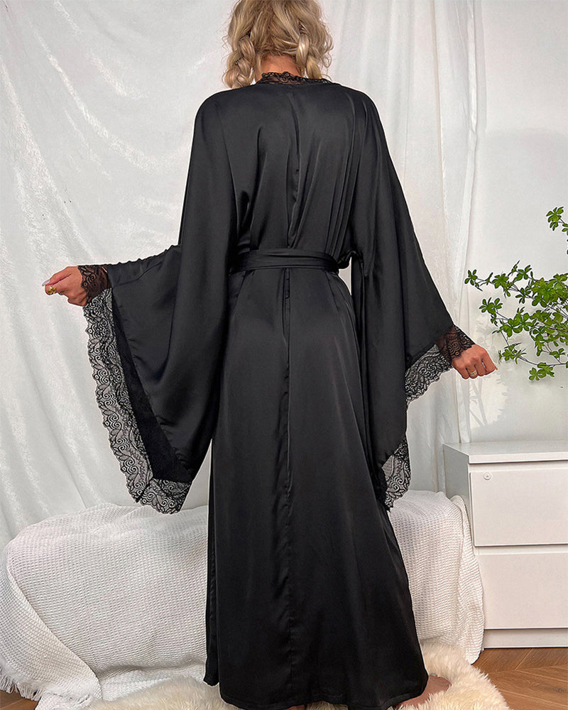 Kimono Satin Robe with Side Split