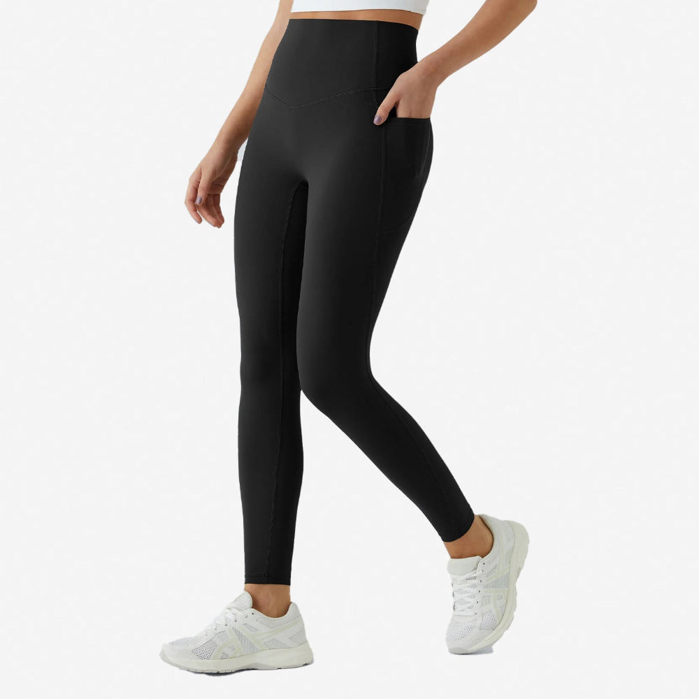 High Waisted Tummy Control Leggings with Side Pockets – 4-Way Stretch.
