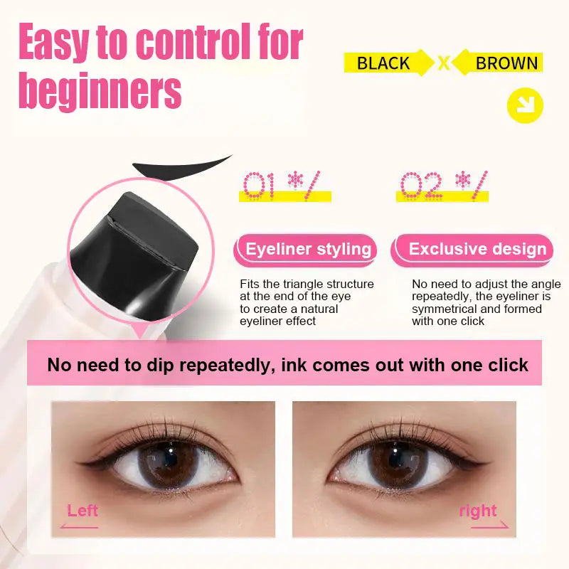Rotating Dual-Head Eyeliner Pen – Wing Stamp, Quick-Dry, Long-Lasting & Smudge-Proof for Perfect Cat Eyes