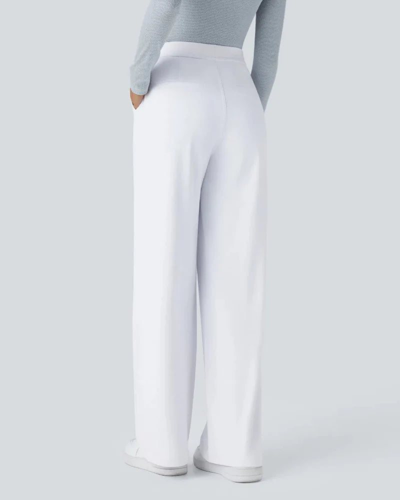 Flex High-Waisted Straight-Leg Work Pants – 4-Way Stretch Business Casual Pants with Pockets