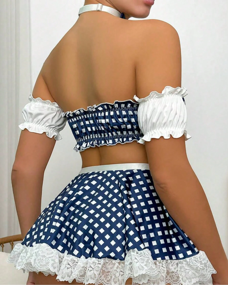 Sexy Polka Dot Maid Costume Role Play Outfit