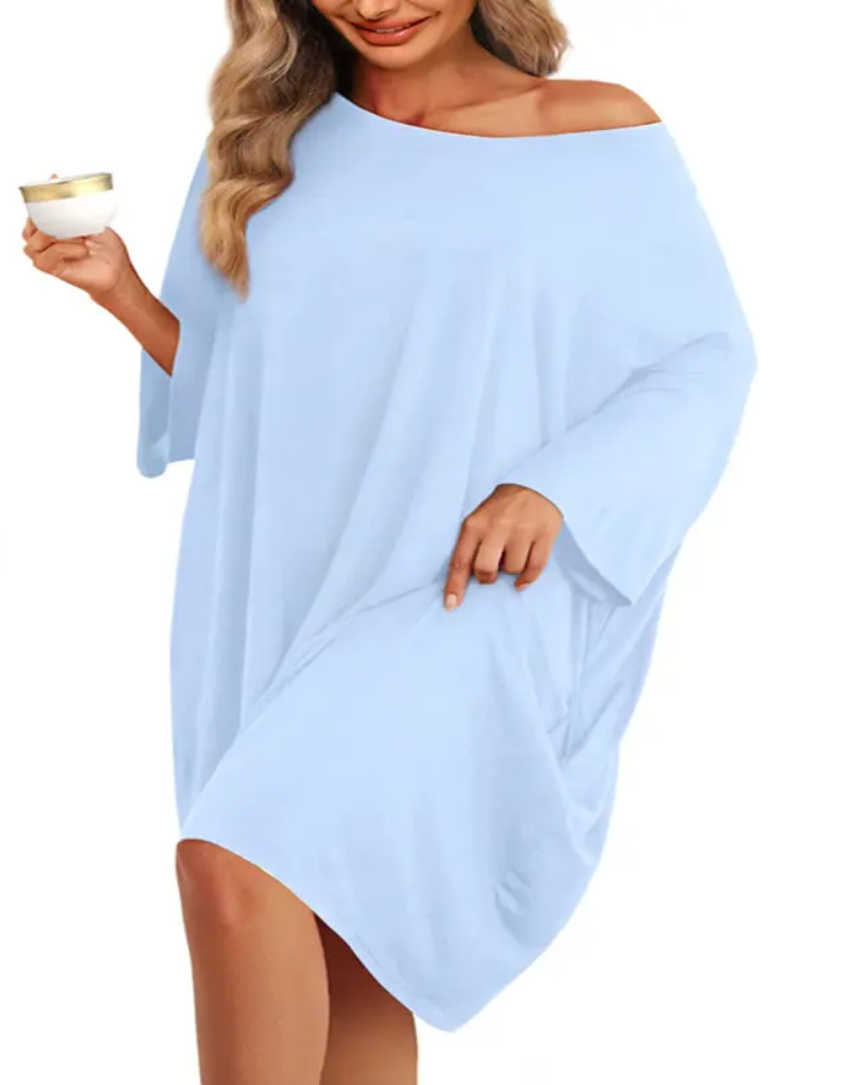 Plus Size Ultra-Soft Oversized Shirt Sleepwear with Pockets