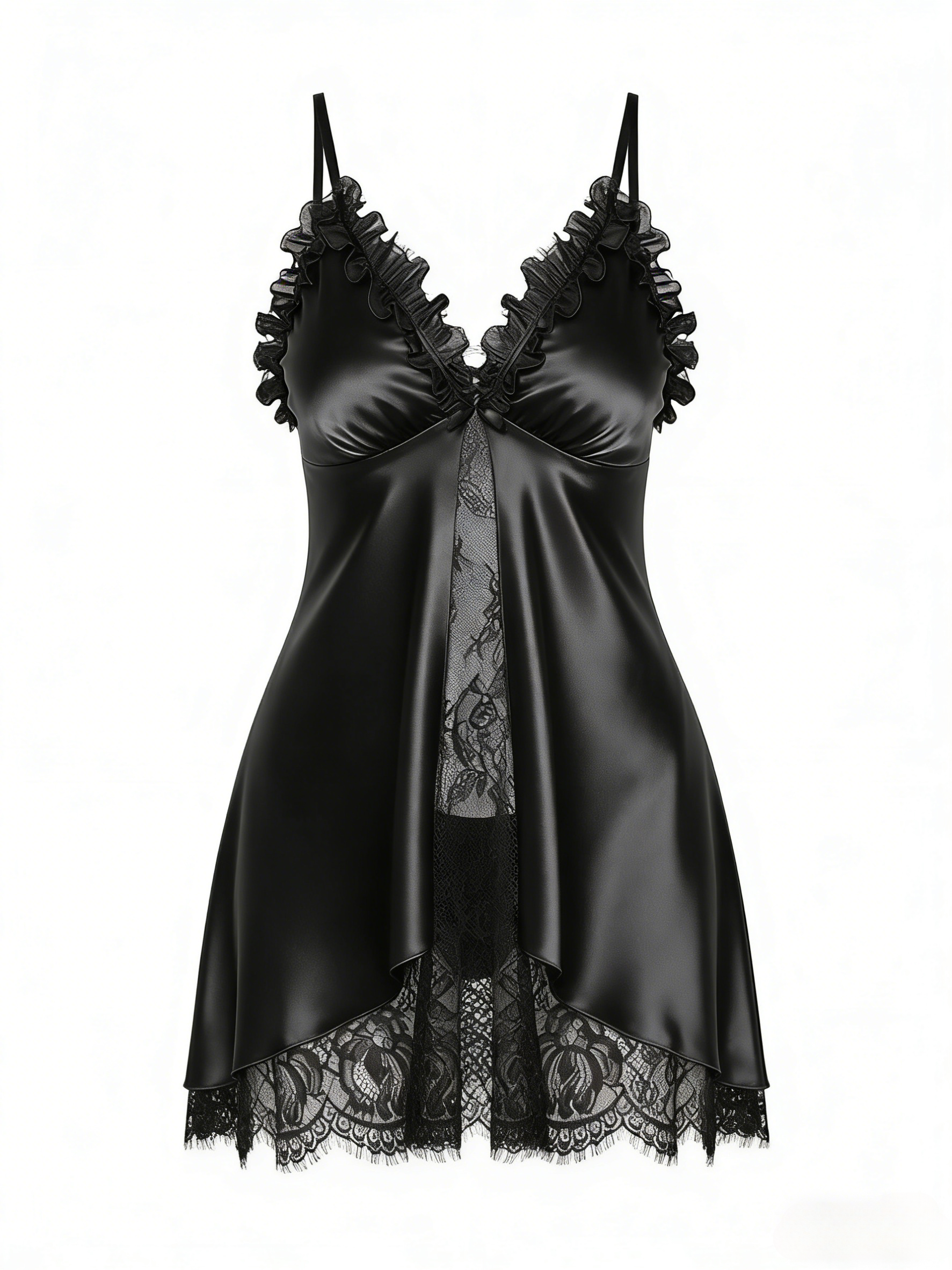 Sexy Lace Cami Solid Color Nightdress
