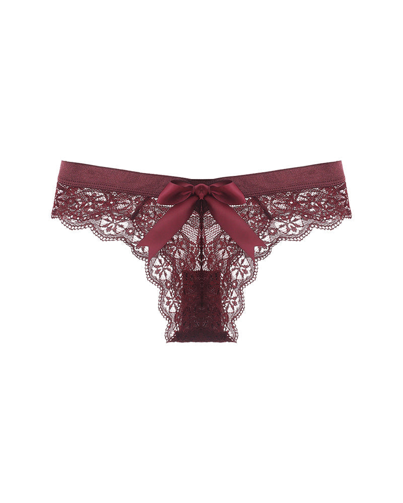 4-Pack Women’s Low-Waist Seamless Breathable Bow Lace Panties