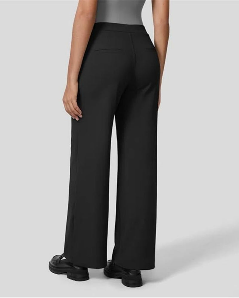 Flex High-Waisted Straight-Leg Work Pants – 4-Way Stretch Business Casual Pants with Pockets