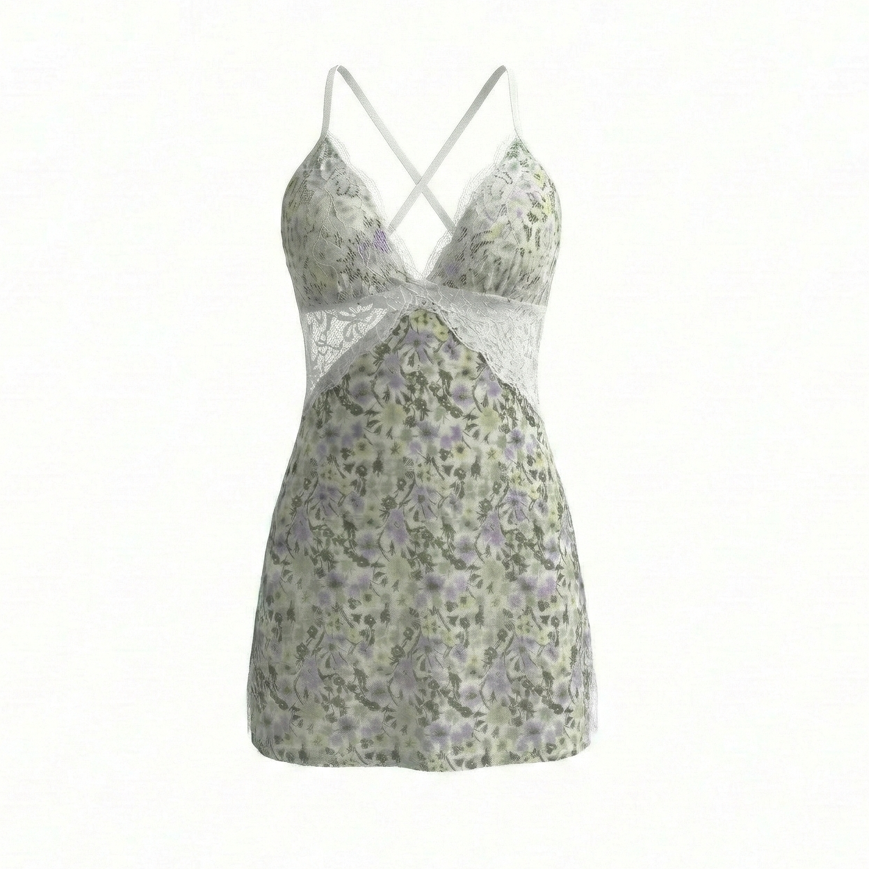 Sexy Lace-Trim Babydoll T-Shirt Nightgown with Side Slit