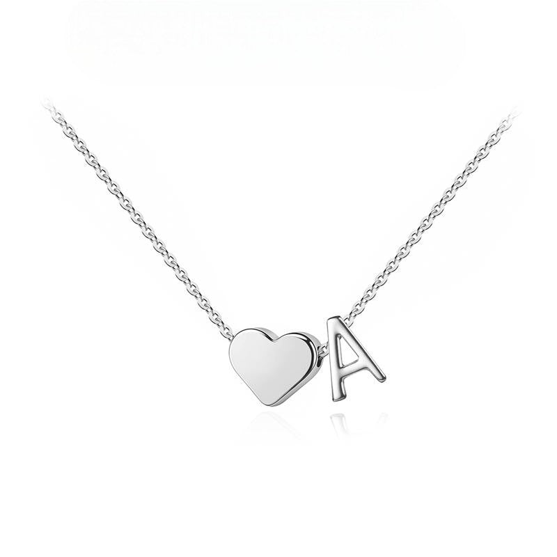 Tiny Heart Initial Necklace – 14K Gold Plated A–Z Letter Pendant, Dainty Personalized Gift for Women