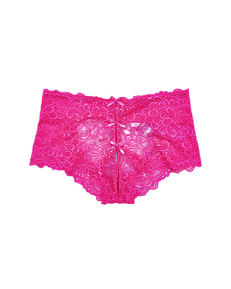 4-Pack Women’s Mid-Waist Lace Underwear with Heart-Shaped Hollow Jacquard Design