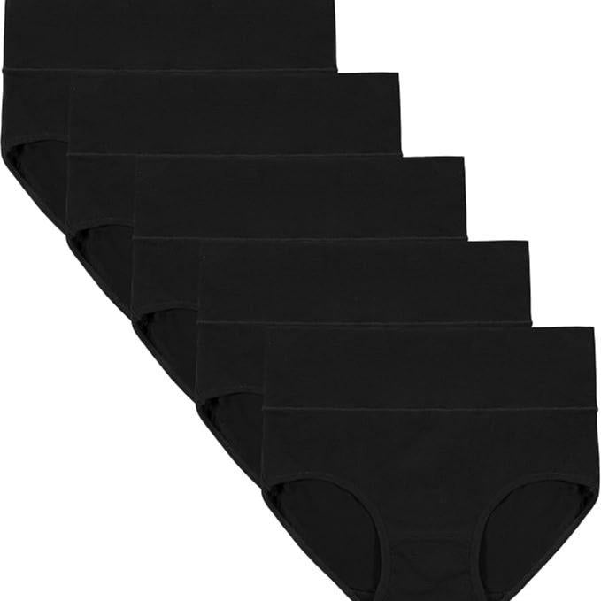 Women’s High Waisted Cotton Panties 5-Pack – Soft, Breathable Full Coverage Briefs
