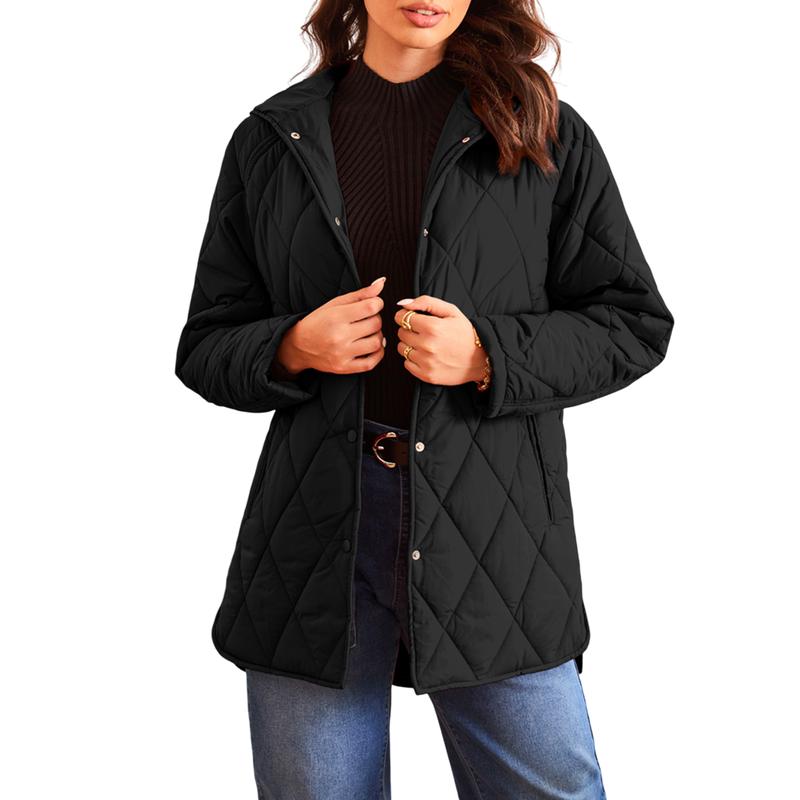 Women’s Quilted Puffer Jacket – Lightweight Hooded Oversized Coat for Fall & Winter