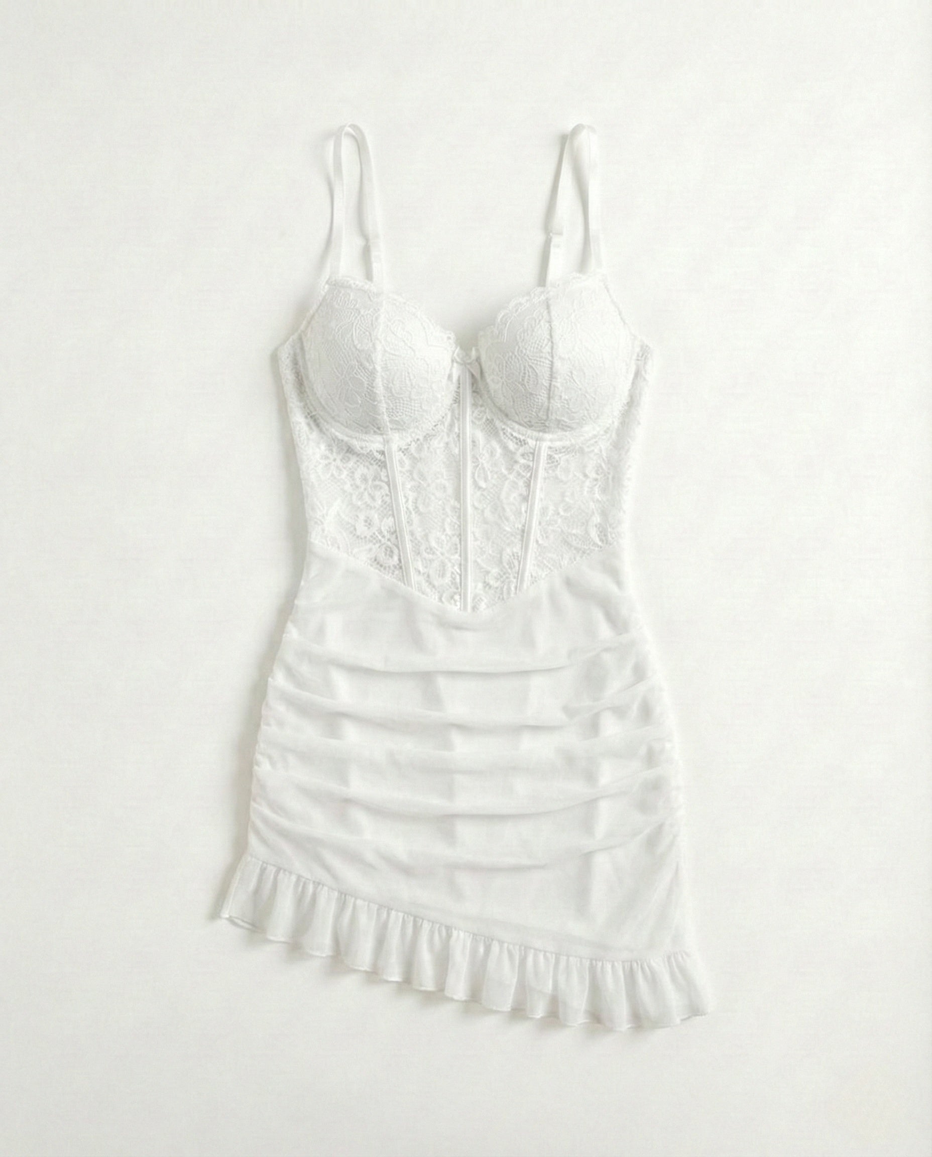 Sexy Lace Contrast Mesh Lingerie Set – Underwire Bra & G-String