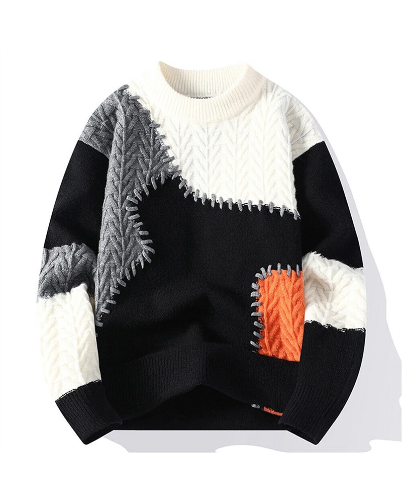 Latest Trend: Color-Block Patchwork Knit Sweater